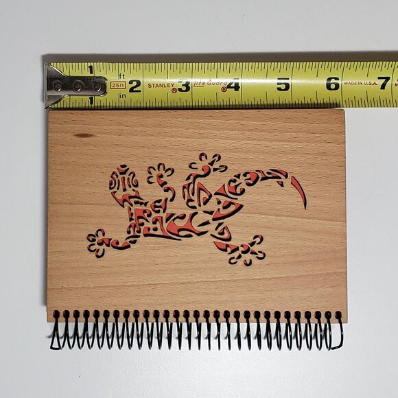 Unique Laser-Cut Wood Cover Spiral Notebook - Picture 5 of 6
